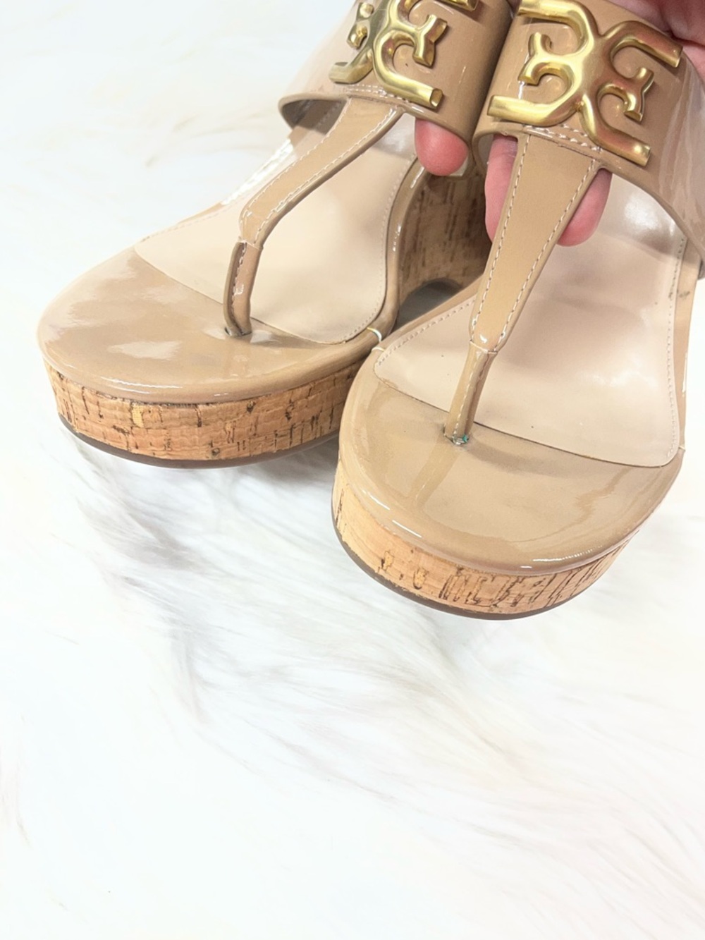 Sam Edelman Yardlie Patent Cork Wedge Sandals Womens 7.5 shoes - Picture 10 of 11
